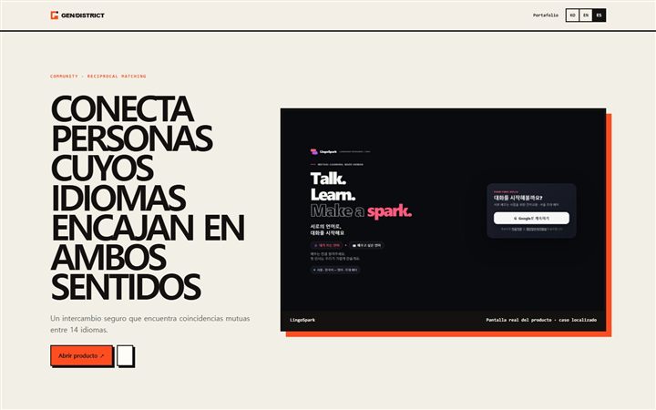 Interfaz de emparejamiento para intercambio de idiomas de LingoSpark